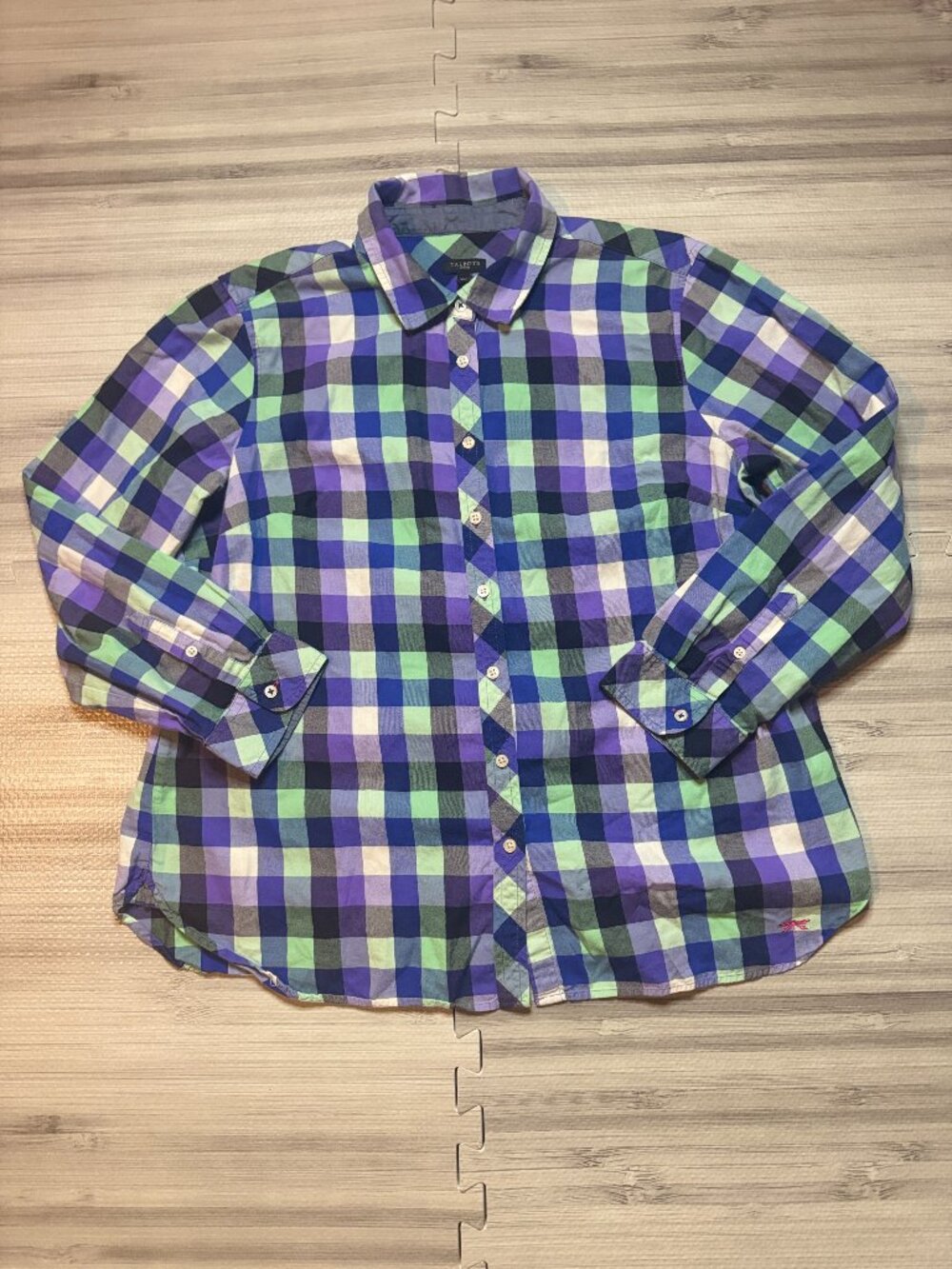 Talbots Petite Women's Plaid Button Down Long Sleeve Shirt